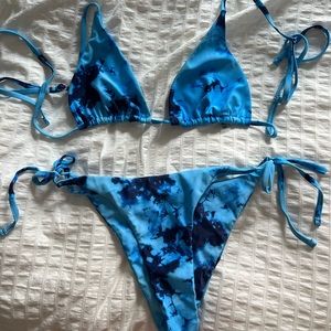 Zaful blue tie dye bikini